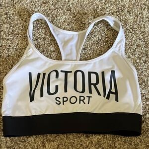 Victoria's Secret White and Black Sports Bra with Racerback